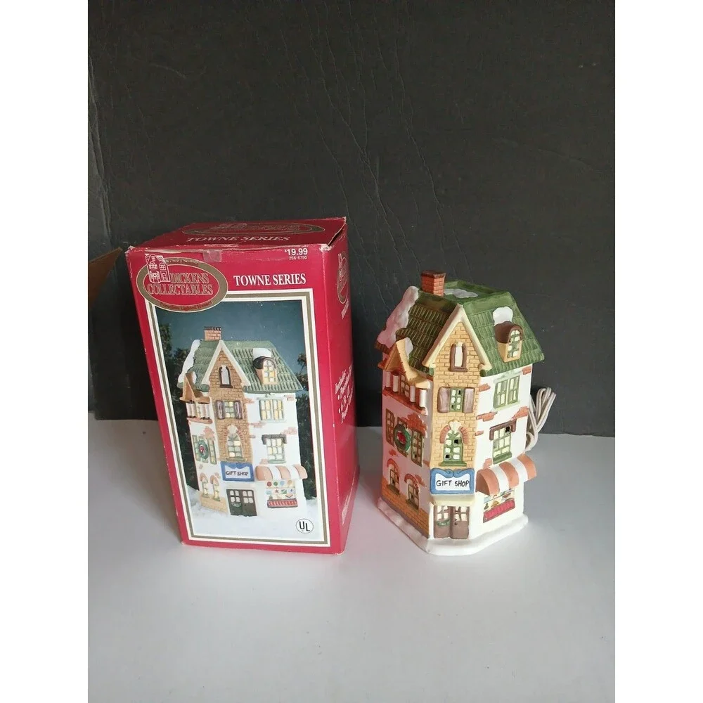 Vtg 1994 Christmas Dickens Collectables towne series Porcealin Gift shop w box